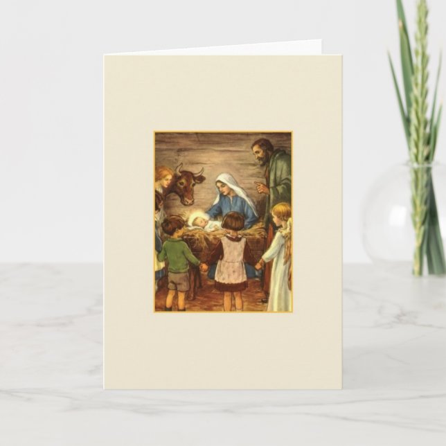 Vintage Children and Baby Jesus Christmas Card (Front)