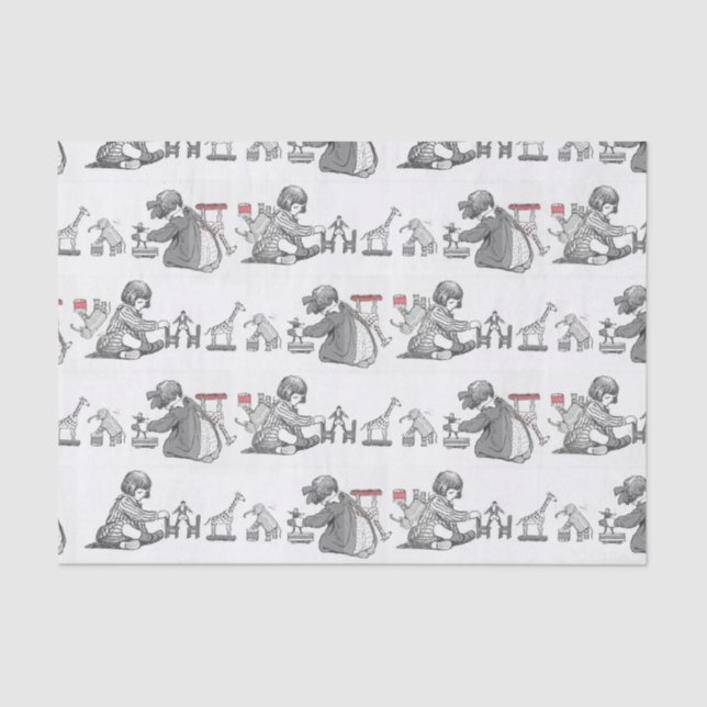 Vintage Children and Toys Tissue Paper (Front)