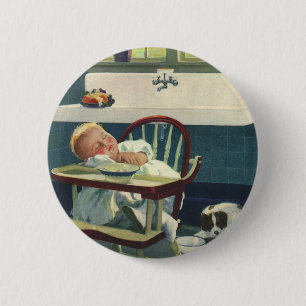 Vintage Children, Baby Sleeping Highchair Kitchen 2 Inch Round Button