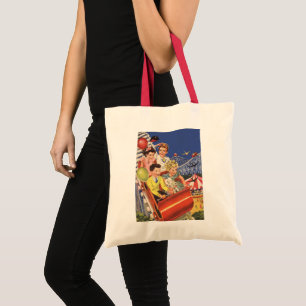 Vintage Children Balloons Dog Roller Coaster Ride Tote Bag