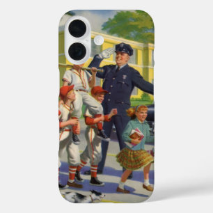 Vintage Children, Baseball Players Crossing Guard iPhone 16 Case