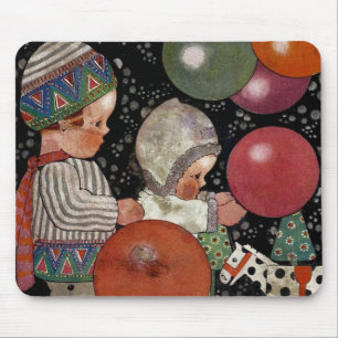 Vintage Children Birthday Party, Balloons and Toys Mouse Pad