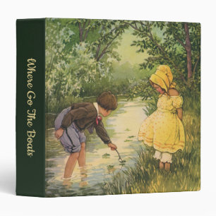 Vintage Children, Boy and Girl Playing by Creek Binder