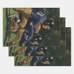 Vintage Children, Boys Playing Football, Sports Wrapping Paper Sheet
