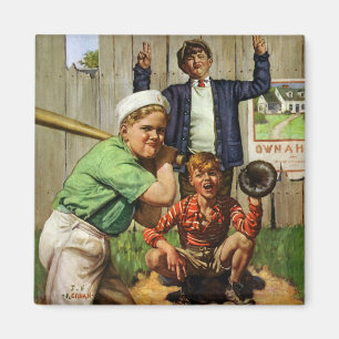 Vintage Children Boys Sports Baseball Player Game Magnet