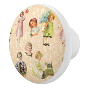 Vintage Children Ceramic Knob