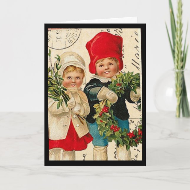Vintage Children Christmas Card (Front)