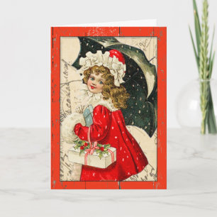 "Vintage Children Christmas Card" Holiday Card