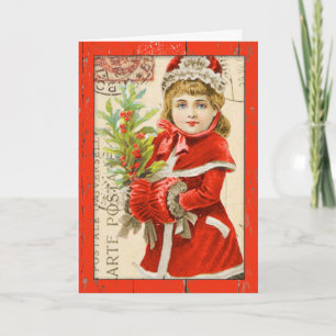 "Vintage Children Christmas Card" Holiday Card