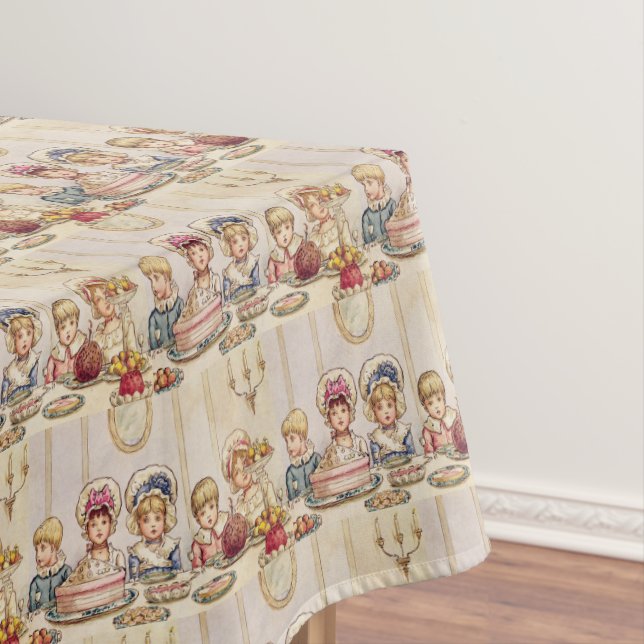 Vintage Children Christmas Dinner - Kate Greenaway Tablecloth (In Situ)