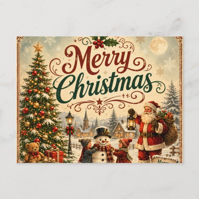 vintage children christmas postcard (Front)
