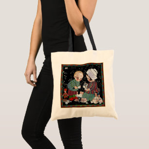 Vintage Children Having a Pretend Tea Party Tote Bag