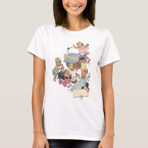 Vintage Children Having Fun Playing w Toy Trains T-Shirt