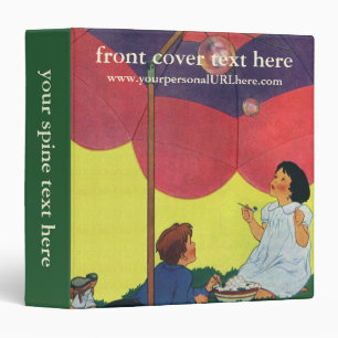 Vintage Children Play Girl and Boy Blowing Bubbles Binder