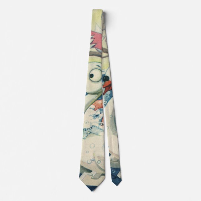 Vintage Children Playing w Bubbles in Swan Bathtub Tie (Front)