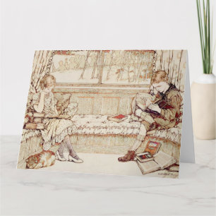 Vintage Children Reading cozy Illustration  Card