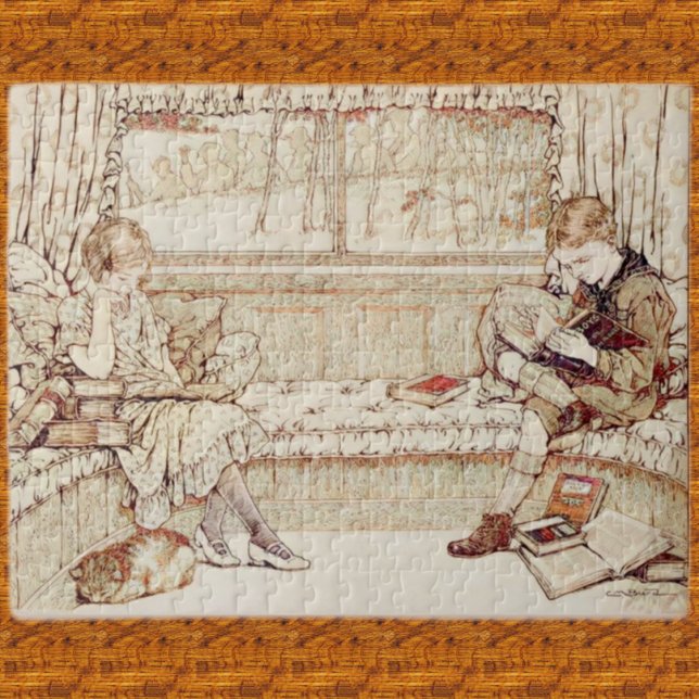 Vintage children reading jigsaw puzzle (Creator Uploaded)