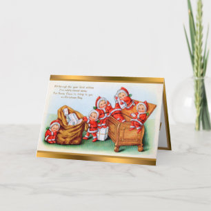 Vintage Children Santa Claus Holiday Card