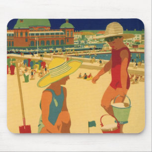 Vintage Children, Sisters Family Vacation at Beach Mouse Pad