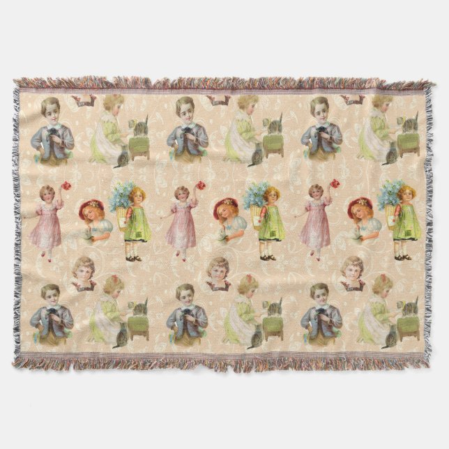 Vintage Children Throw Blanket (Front)