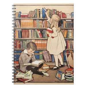 Vintage Children's Book Week Library Illustration