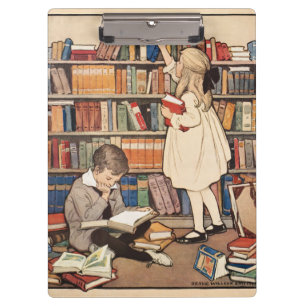 Vintage Children's Book Week Library Illustration Clipboard