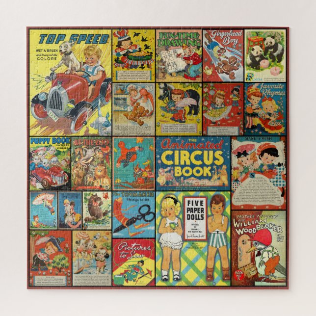VINTAGE CHILDREN'S BOOKS AND PAGE ILLUSTRATIONS JIGSAW PUZZLE (Vertical)