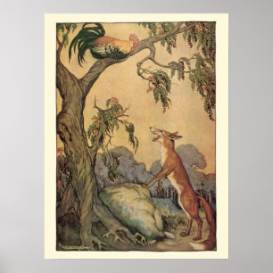 Vintage Children's Story Book, Aesop's Fables Poster
