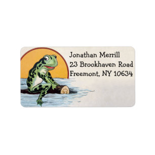 Vintage child's frog on log return address labels