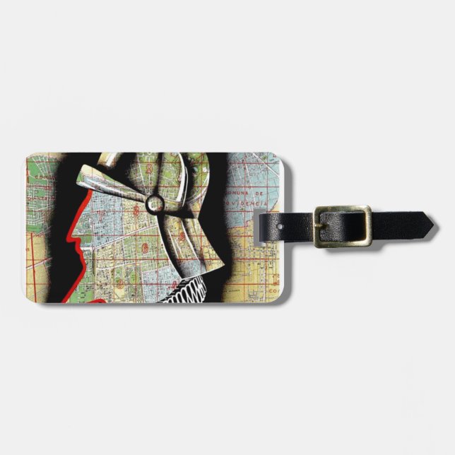 Vintage Chile Santiago Travel Luggage Tag (Front Horizontal)