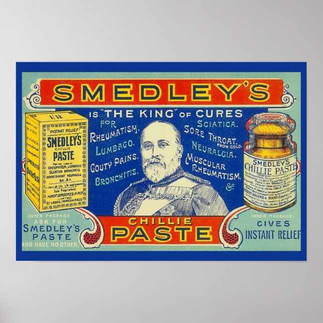 Vintage Chili Cure! Smedley's Chillie Paste c 1901 Poster (Front)