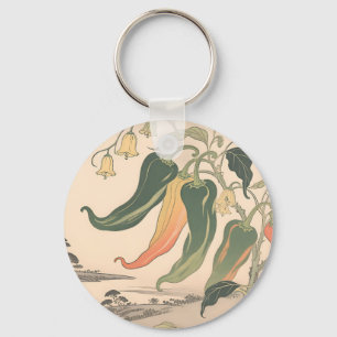 Vintage Chili Pepper Illustration Keychain