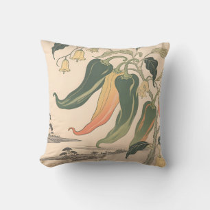 Vintage Chili Pepper Illustration Throw Pillow