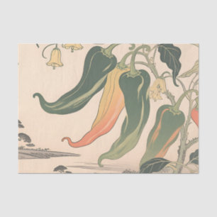 Vintage Chili Pepper Illustration Tissue Paper