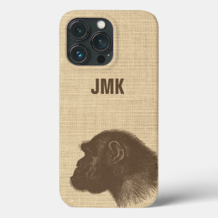Vintage Chimpanzee Illustration Personalized  iPhone 13 Pro Case