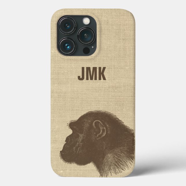 Vintage Chimpanzee Illustration Personalized  Case-Mate iPhone Case (Back)