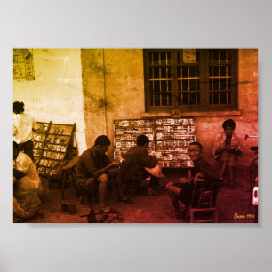 Vintage China Changsha book lending Poster