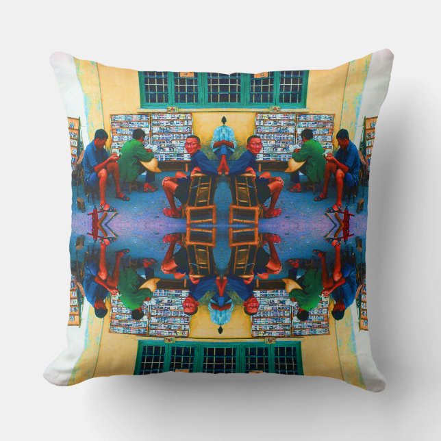 Vintage China Changsha book lending  Throw Pillow (Front)