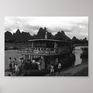 Vintage China Guilin river boat Poster
