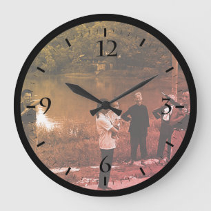 Vintage China Guilin river chinese people Large Cl Large Clock