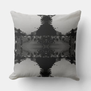Vintage China Guilin street bicycles Poster Throw Pillow