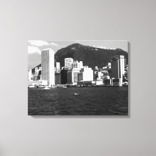 Vintage China Hong Kong bay Skyscrapers view Canvas Print