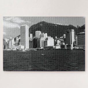 Vintage China Hong Kong bay Skyscrapers view Jigsaw Puzzle