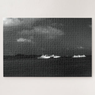 Vintage China Hong Kong bay travelers boats Jigsaw Puzzle