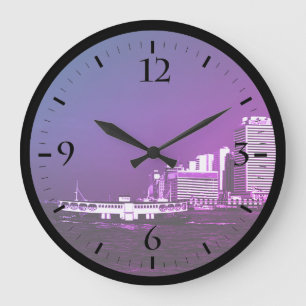 Vintage China Hong Kong boat skyscraper ​​sea Watc Large Clock