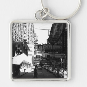 Vintage China Hong Kong street City cars Keychain