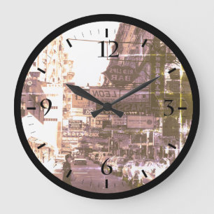 Vintage China Hong Kong street City cars Watch Large Clock
