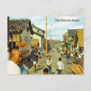 Vintage, China, Street scene, Shanghai Postcard