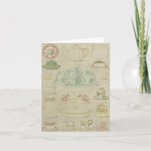 Vintage China Teacups Thank You Shabby Collage Card