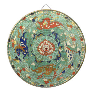 Vintage Chinese Blue Green Circle Dartboard